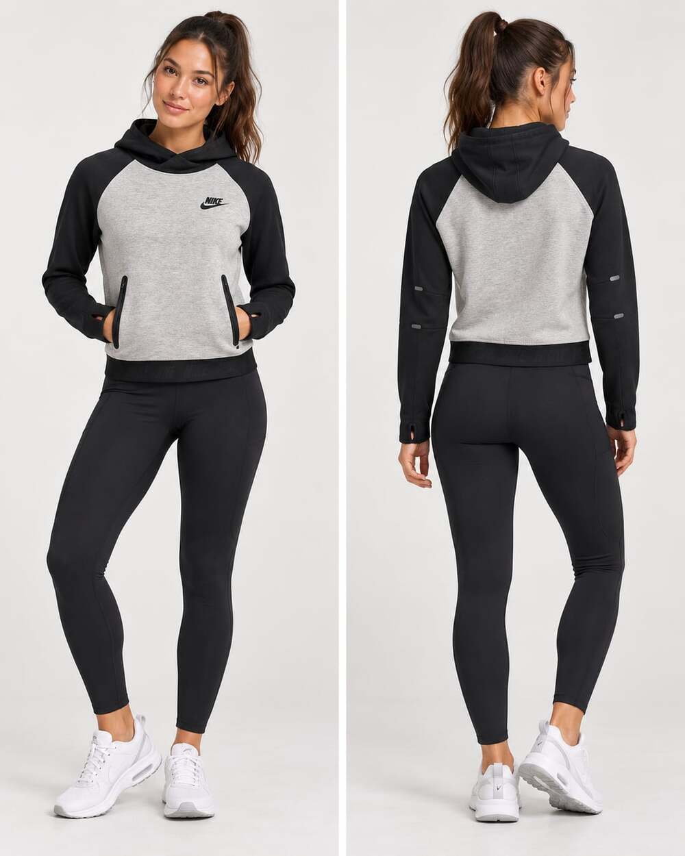 Nike Tech Fleece Pullover Hoodie Size S Gray Black Zip Pocket